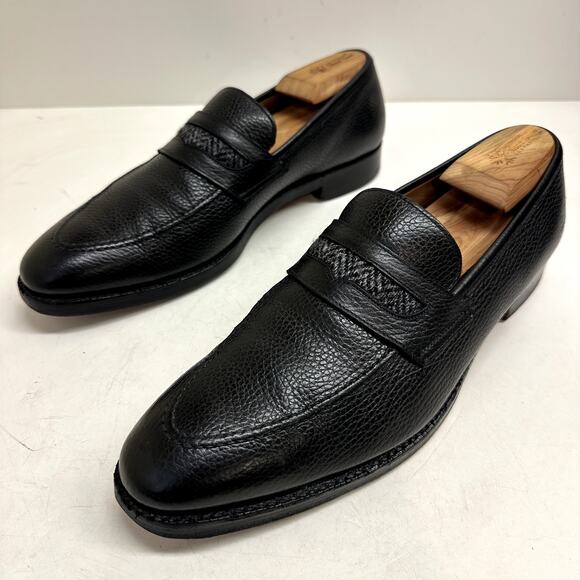 Crockett & Jones x Peal & Co. x Brooks Brothers Loafer Black Harris Tweed 10.5 - Picture 5 of 12